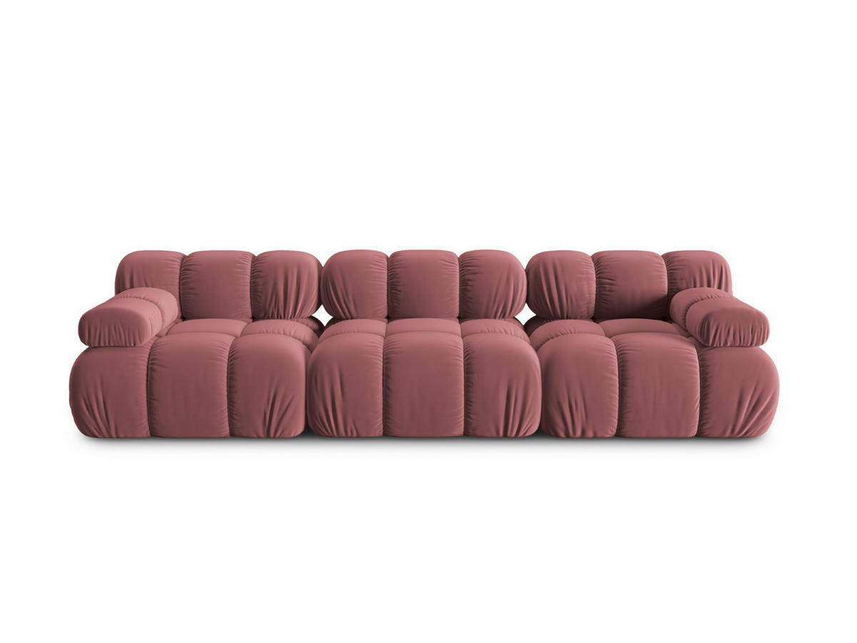 MODULARES-SOFA Bellis aus Samt rosa 3 Sitzplätze - Pink, Textil (94/63/282cm) - Micadoni