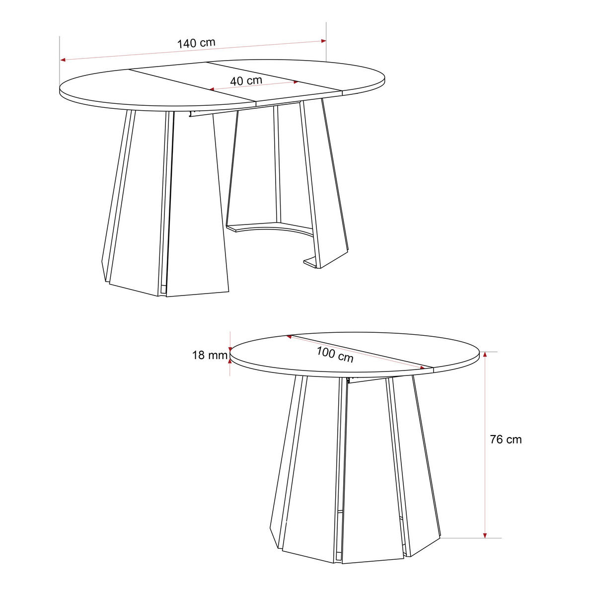 TISCH AUSZIEHBAR VERDA 100–140 cm, Farbe Nussbaum - Nussbaumfarben, Holzwerkstoff (100/140/76cm) - Idohome