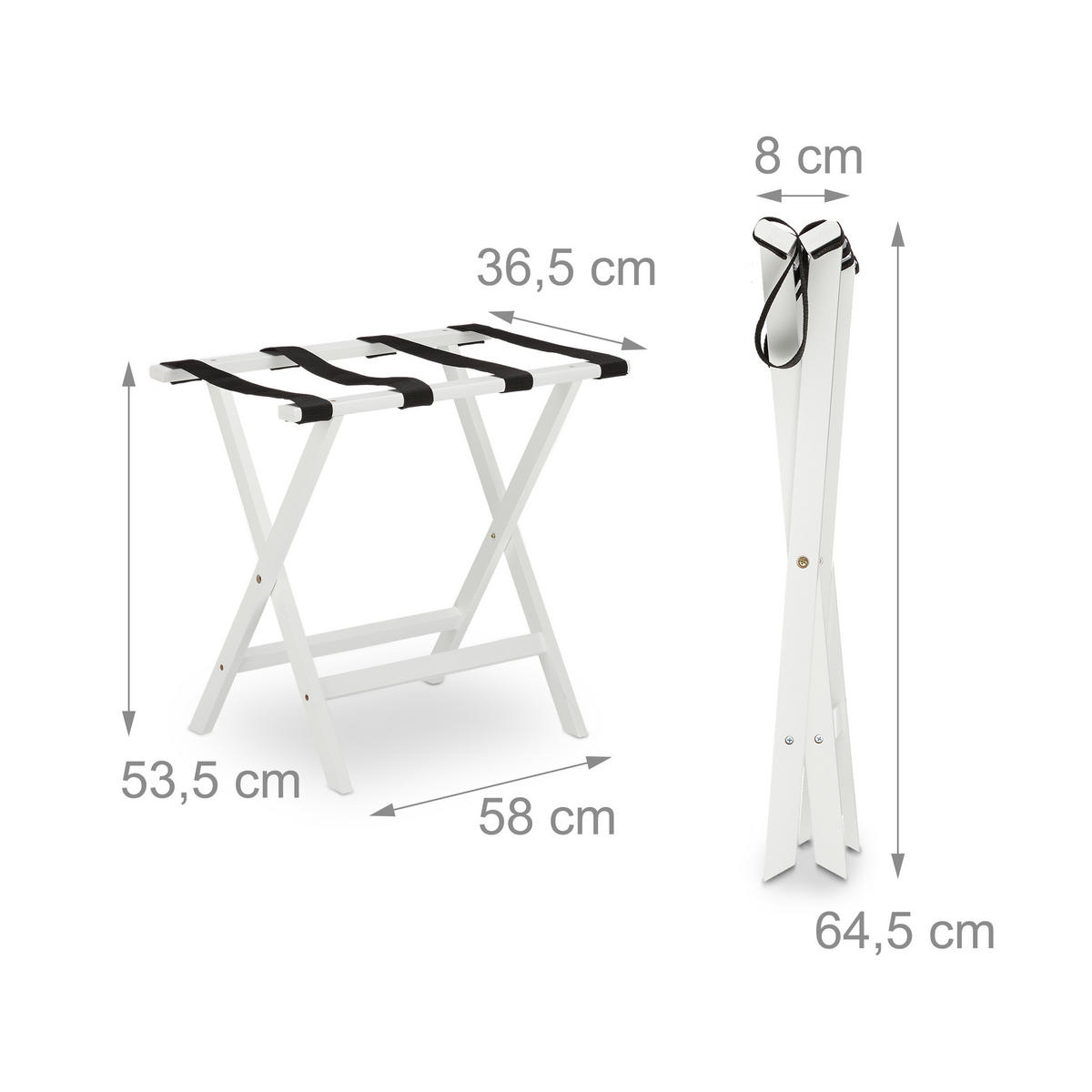 KOFFERSTÄNDER - Weiß, Holz/Kunststoff (58/53.5/36.5cm) - Relaxdays