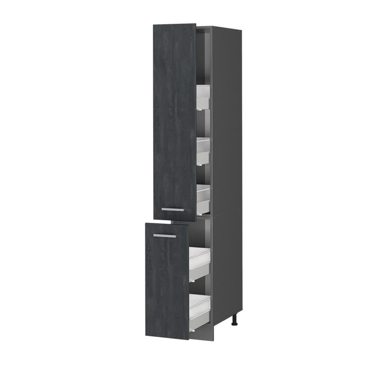 APOTHEKERSCHRANK R-Line Schwarz Beton 30 cm - Anthrazit/Schwarz, Holzwerkstoff (30/206.8/57.2cm) - Vicco