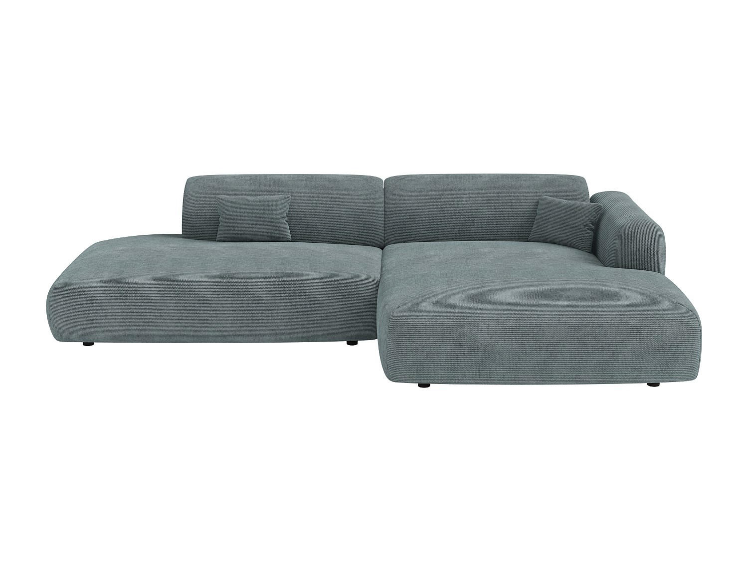 SOFA - 5 Personen - samt - blau Pogni - Blau, Textil (300/73/160cm) - Vente-Unique