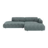 SOFA - 5 Personen - samt - blau Pogni - Blau, Textil (300/73/160cm) - Vente-Unique