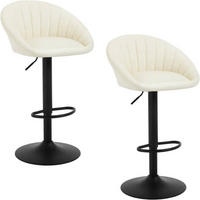 BARHOCKER 2er Set Kunstleder, Metall, Beige - Beige/Schwarz, Kunststoff/Metall (53/83/45cm) - Woltu
