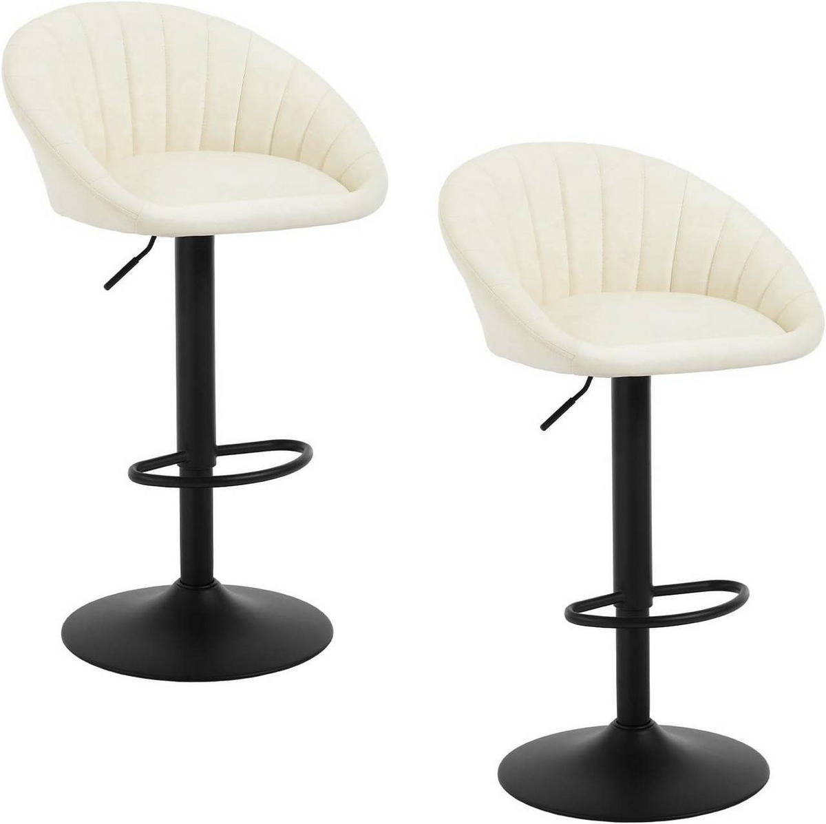 BARHOCKER 2er Set Kunstleder, Metall, Beige - Beige/Schwarz, Kunststoff/Metall (53/83/45cm) - Woltu