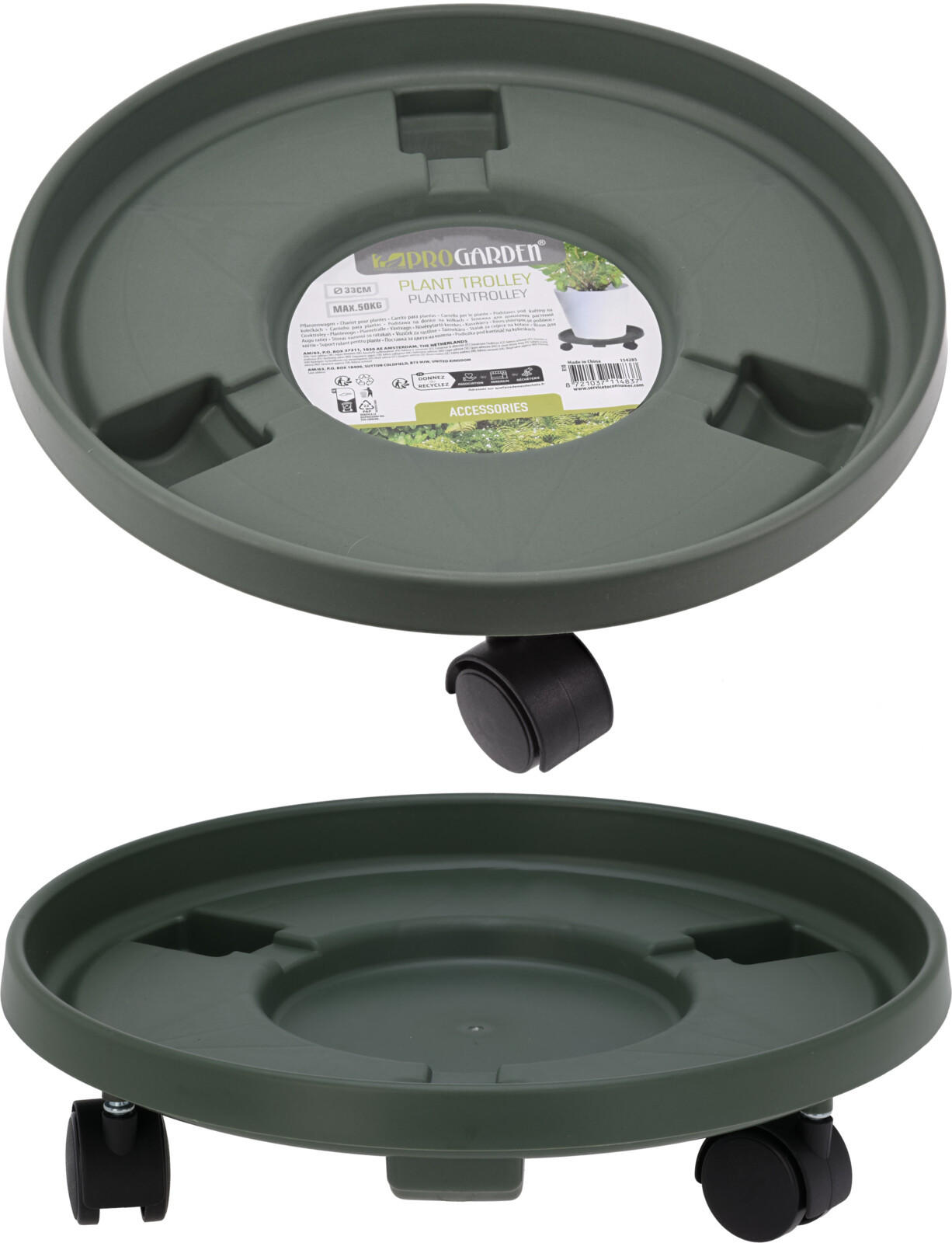 BLUMENTOPF-SOCKEL Basic Grün 33.5/33.5/8.5 cm Kunstoff - Grün, Kunststoff (8.5cm) - Mondex