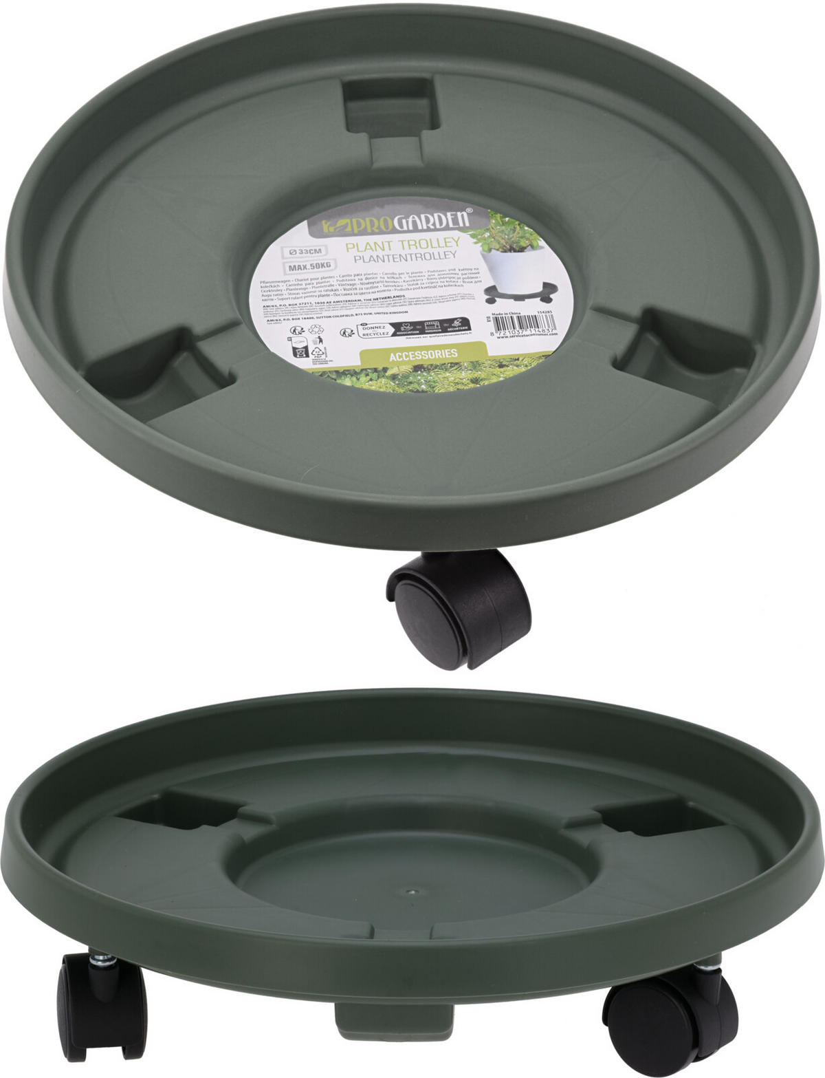 BLUMENTOPF-SOCKEL Basic Grün 33.5/33.5/8.5 cm Kunstoff - Grün, Kunststoff (8.5cm) - Mondex