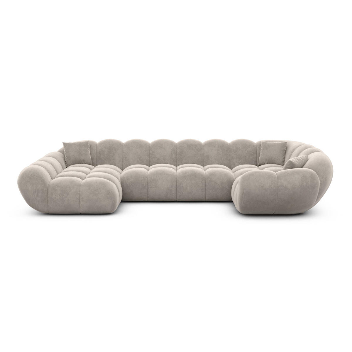 WOHNLANDSCHAFT Liva Sand Samtstoff U-Form XL Links - Sandfarben, Textil (323/70/193cm) - VAROYAL