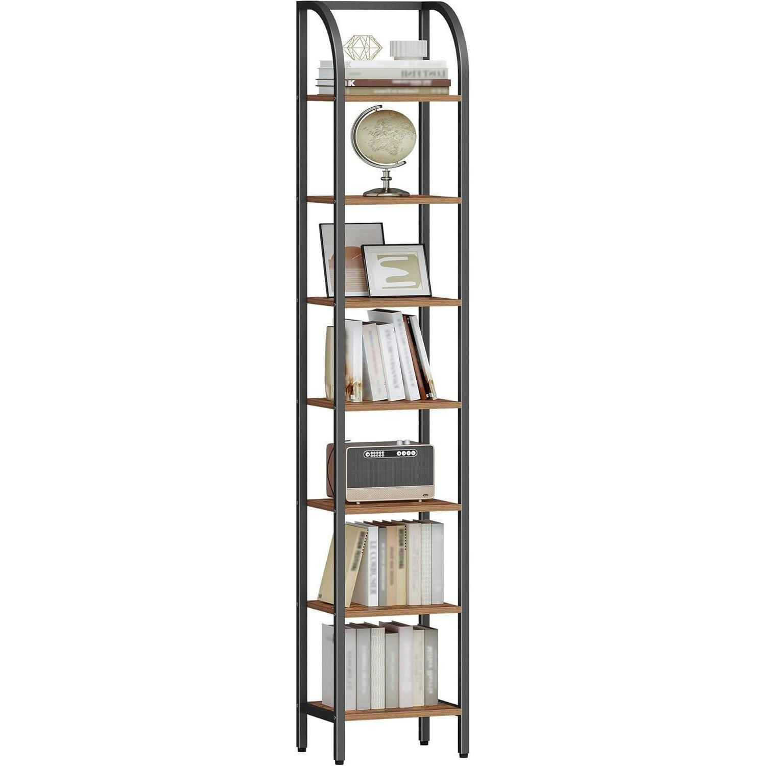 BÜCHERREGAL 7E Braun-Schwarz 30 x 33,6 x 208,5 cm - Braun, Metall (33.6/209/30cm)
