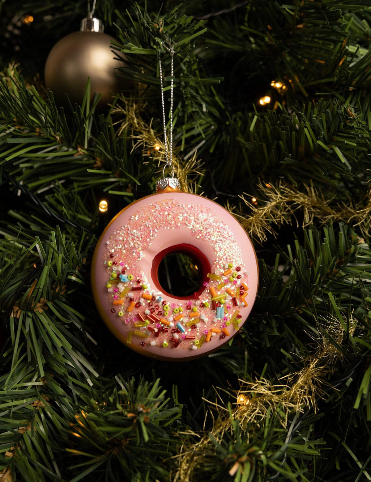 WEIHNACHTSKUGEL Donut Rosa 10 cm - Pink, Glas (4/10/1cm)