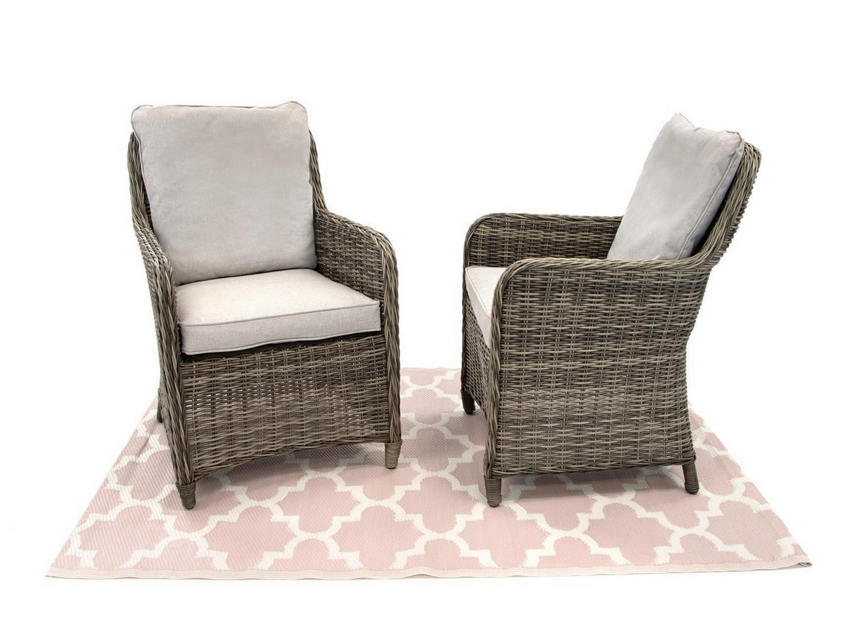 GARTENSESSEL Ria 2er-Set Grau Polyrattan - Grau, Naturmaterialien (78/109/70cm) - Green Spirit