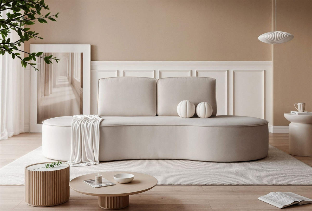 SOFA 3-sitzer Arlet In Stoff Riviera - Beige, Holzwerkstoff/Textil (234/88/101cm) - Fun Möbel