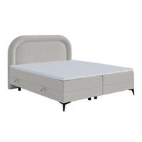 BOXBETT Loreo Hellbeige Samt 180x200 cm - Ecru/Schwarz, Kunststoff/Textil (180/200cm) - Selsey