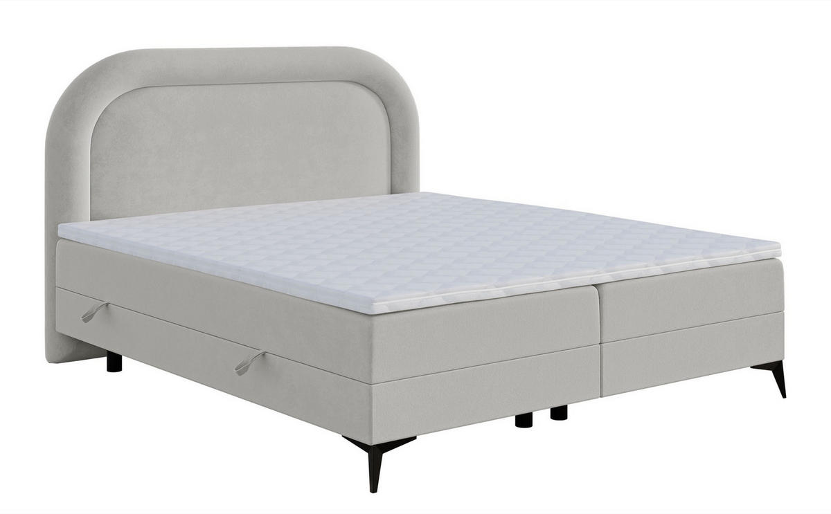 BOXBETT Loreo Hellbeige Samt 180x200 cm - Ecru/Schwarz, Kunststoff/Textil (180/200cm) - Selsey
