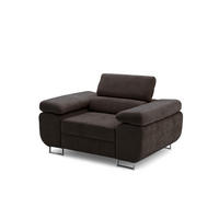 SESSEL WILD mit verstellbare Kopfstütze Chenille Dunkelbraun - Chromfarben/Dunkelbraun, Holz/Textil (130/100/101cm) - Muffo