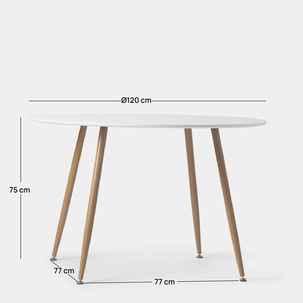 ESSTISCH Lyss Weiß 120 cm x 75 cm - Weiß, Holzwerkstoff (120/120/75cm) - Klast Home