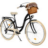 CITY-FAHRRAD Milord mit Weidenkorb, 28 Zoll, Schwarz-Creme, 7-Gang - Creme/Schwarz, Metall (46cm) - Milordbikes