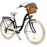 CITY-FAHRRAD Milord mit Weidenkorb, 28 Zoll, Schwarz-Creme, 7-Gang - Creme/Schwarz, Metall (46cm) - Milordbikes