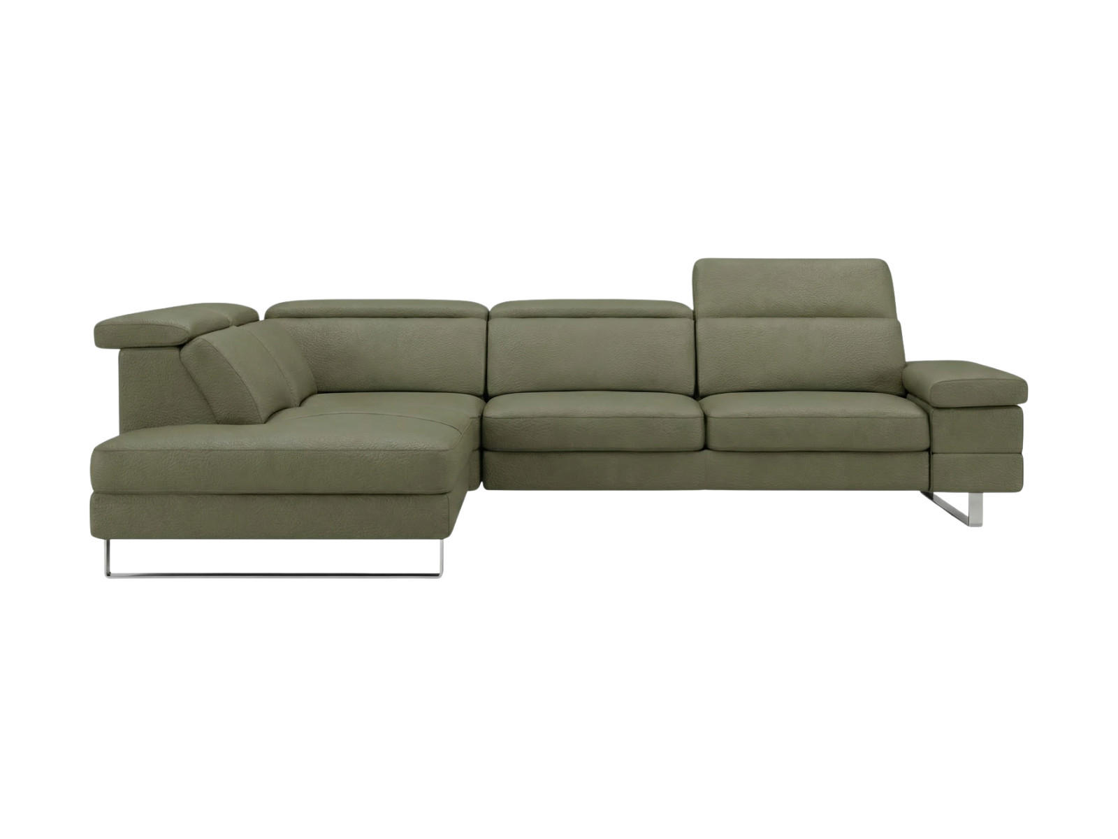 ECKSOFA Virage Echtleder Olivgrün - Olivgrün, Leder/Metall (263/232cm)