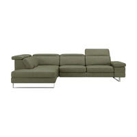 ECKSOFA Virage Echtleder Olivgrün - Olivgrün, Leder/Metall (263/232cm)