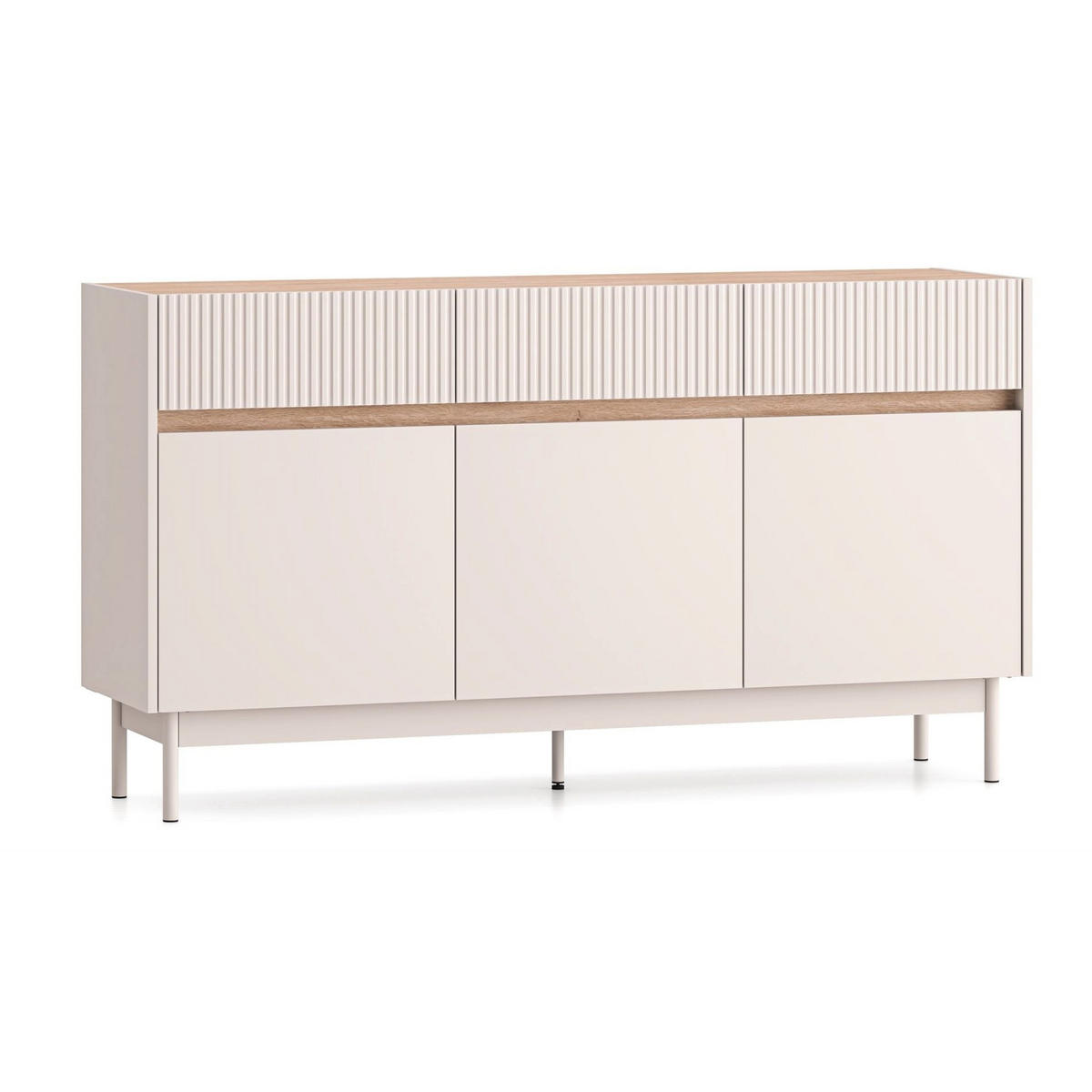 KOMODA Dunea kašmírově šedá/dekor dubu 154 cm - šedohnědá, kov/kompozitní dřevo (154/85/40cm) - Selsey