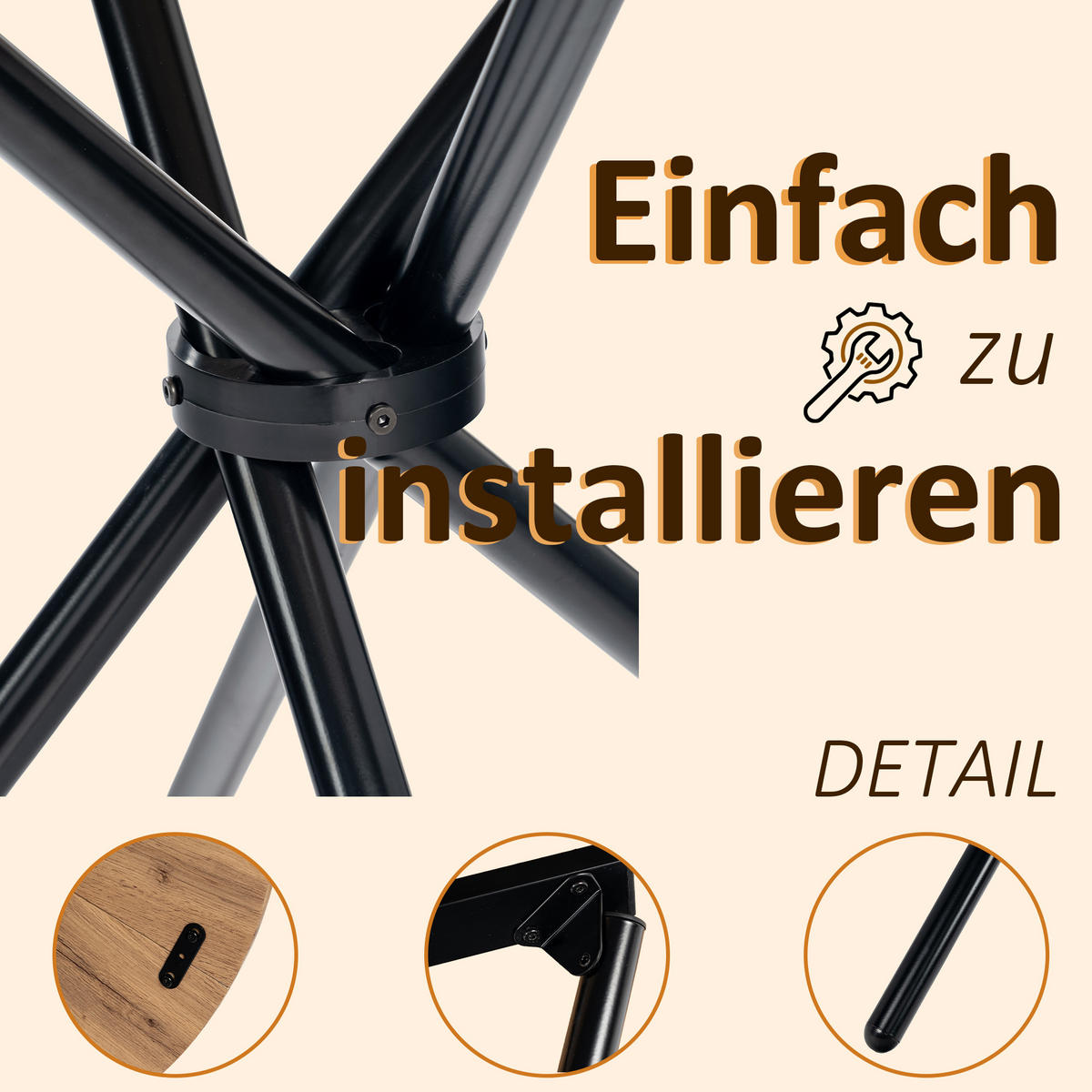 ESSZIMMER SET – 1 Tisch + 2 Stühle – Holzoptik & Wildleder - Braun, Holzwerkstoff/Metall (80/75/80cm) - Urban Meuble