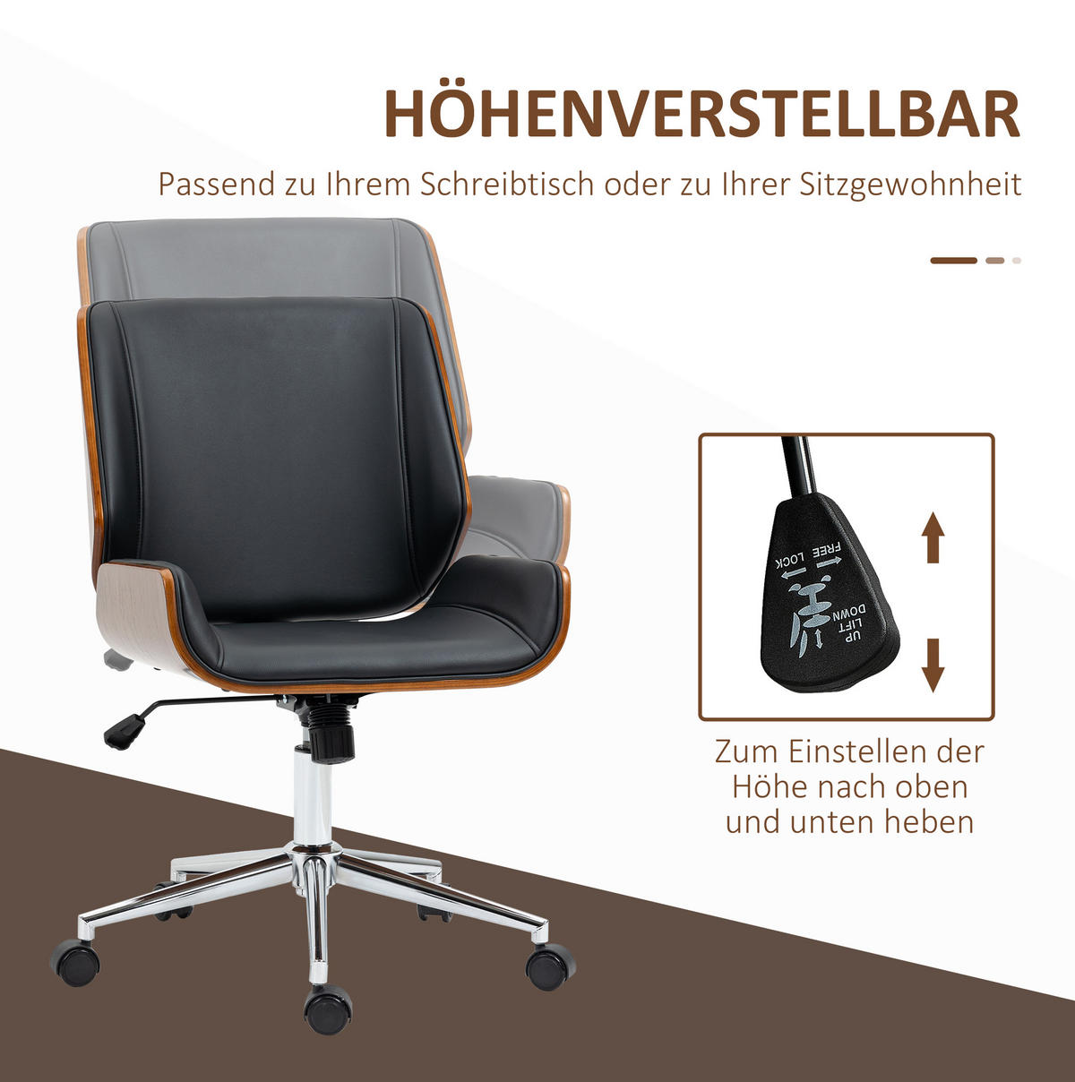 DREHSTUHL 53/60/86-96 cm in Schwarz, höhenverstellbar mit Kippfunktion - Schwarz, Kunststoff (60/96/53cm) - Flora Grace
