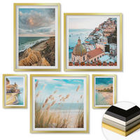 WANDBILDER 5er Set - 50x50 cm & 20x30 cm & 40x60 cm Goldrahmen - Landschaften Strand Stadt Klippen - Goldfarben, Kunststoff (40/60cm) - ArtPrintCave