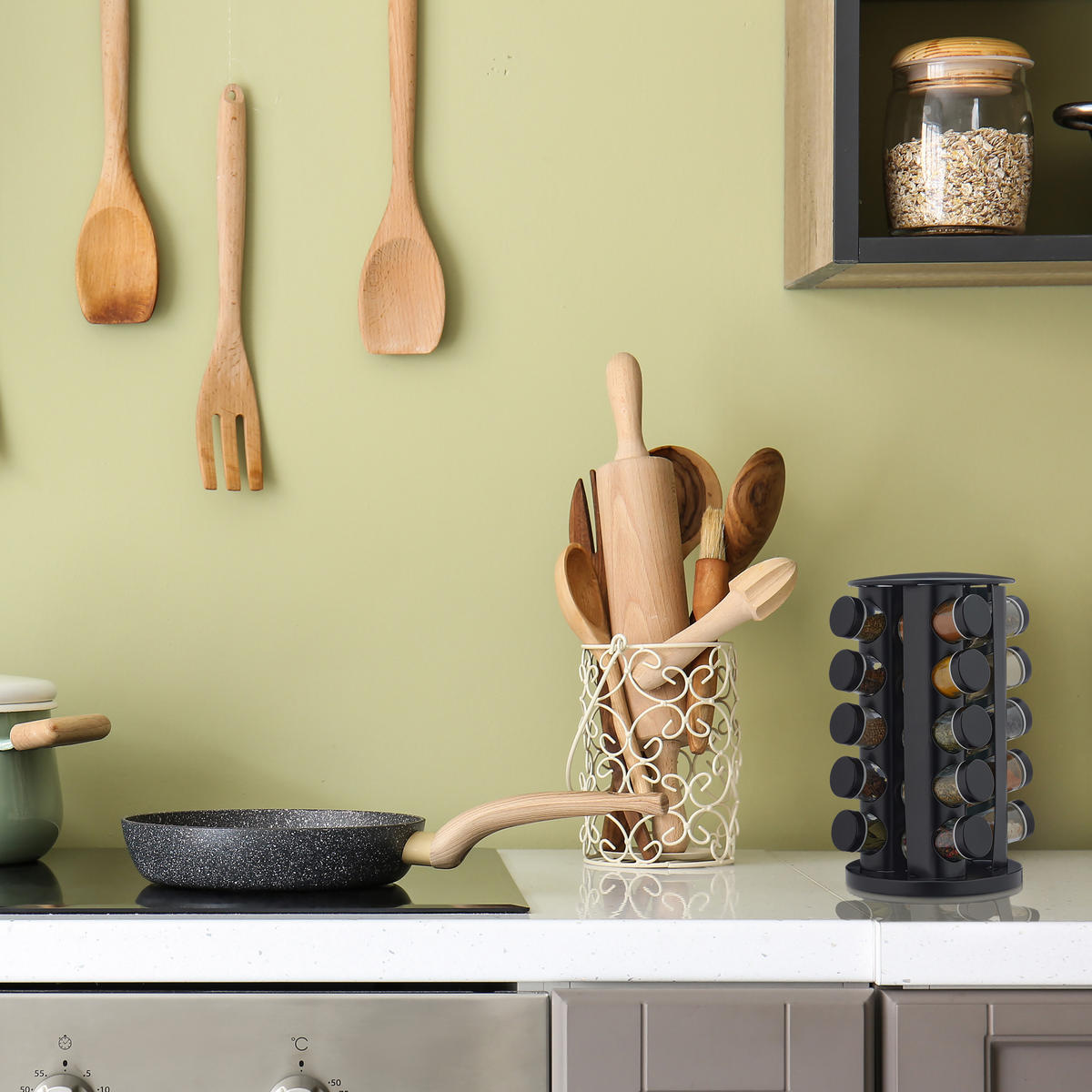 21-DIELNY stojan na korenie - viacfarebná, kov/sklo (19/33.5/19cm) - Relaxdays