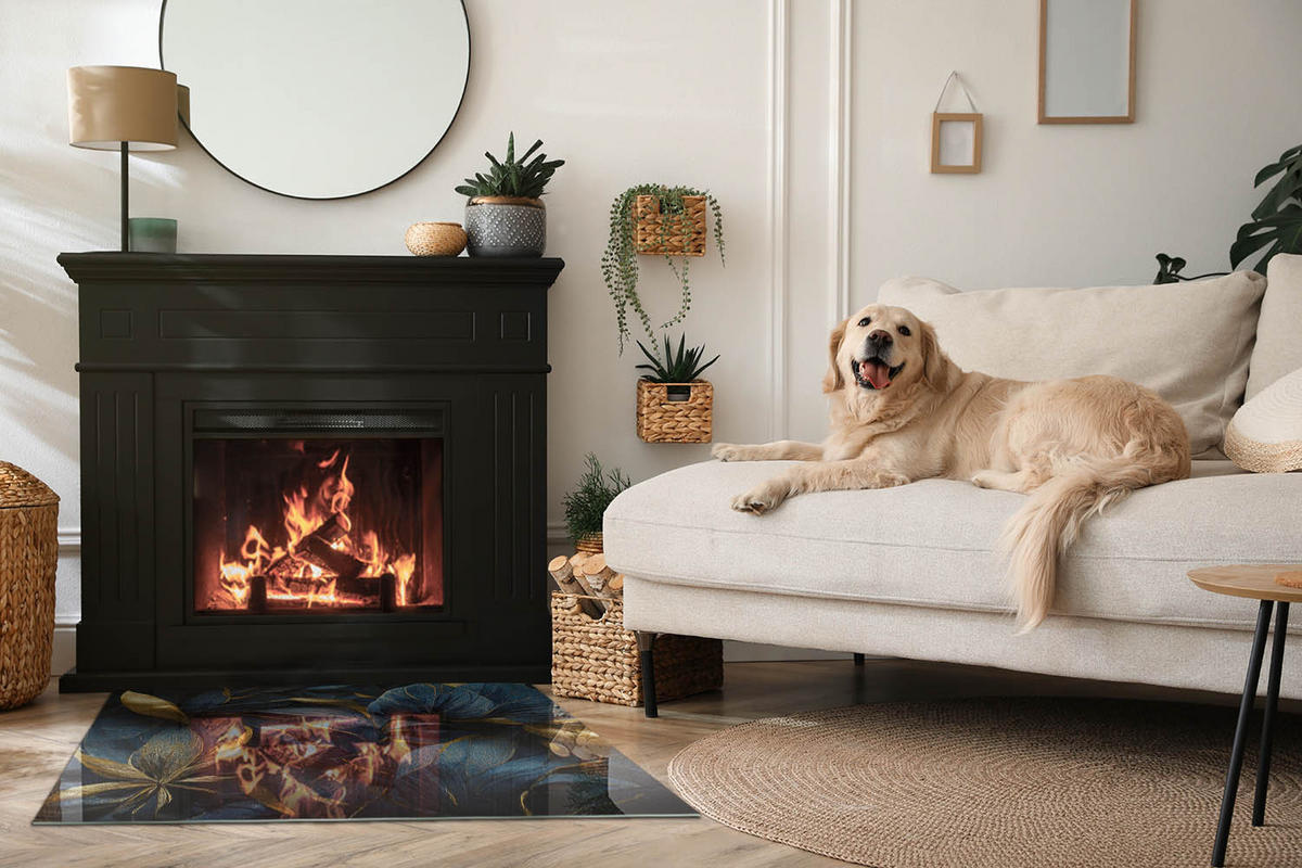 GLASPLATTE für Kamin 100x70 cm Marineblau - Dunkelblau, Glas (100/70/0.4cm) - ArtPrintCave