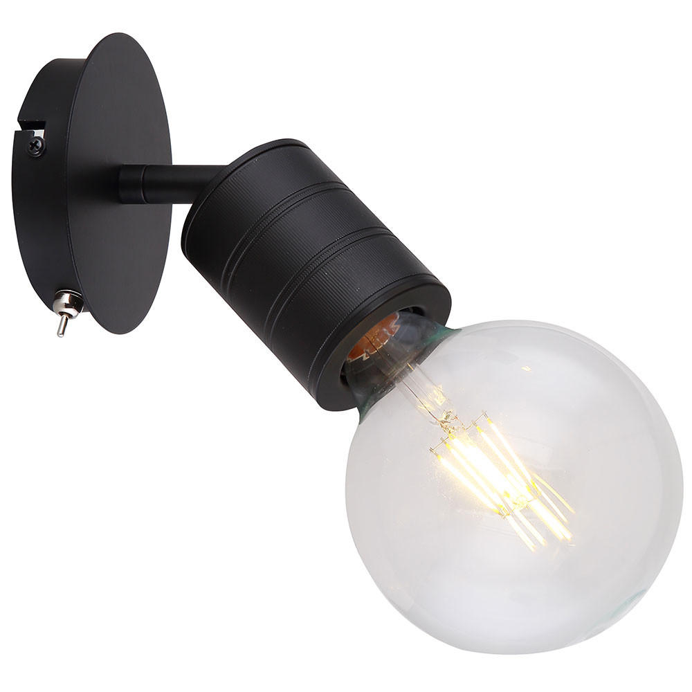 WANDLEUCHTE Aluminium Schwarz, beweglicher Spot - Schwarz, Metall (12/14.5/16cm) - Globo Lighting