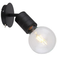 WANDLEUCHTE Aluminium Schwarz, beweglicher Spot - Schwarz, Metall (12/14.5/16cm) - Globo Lighting