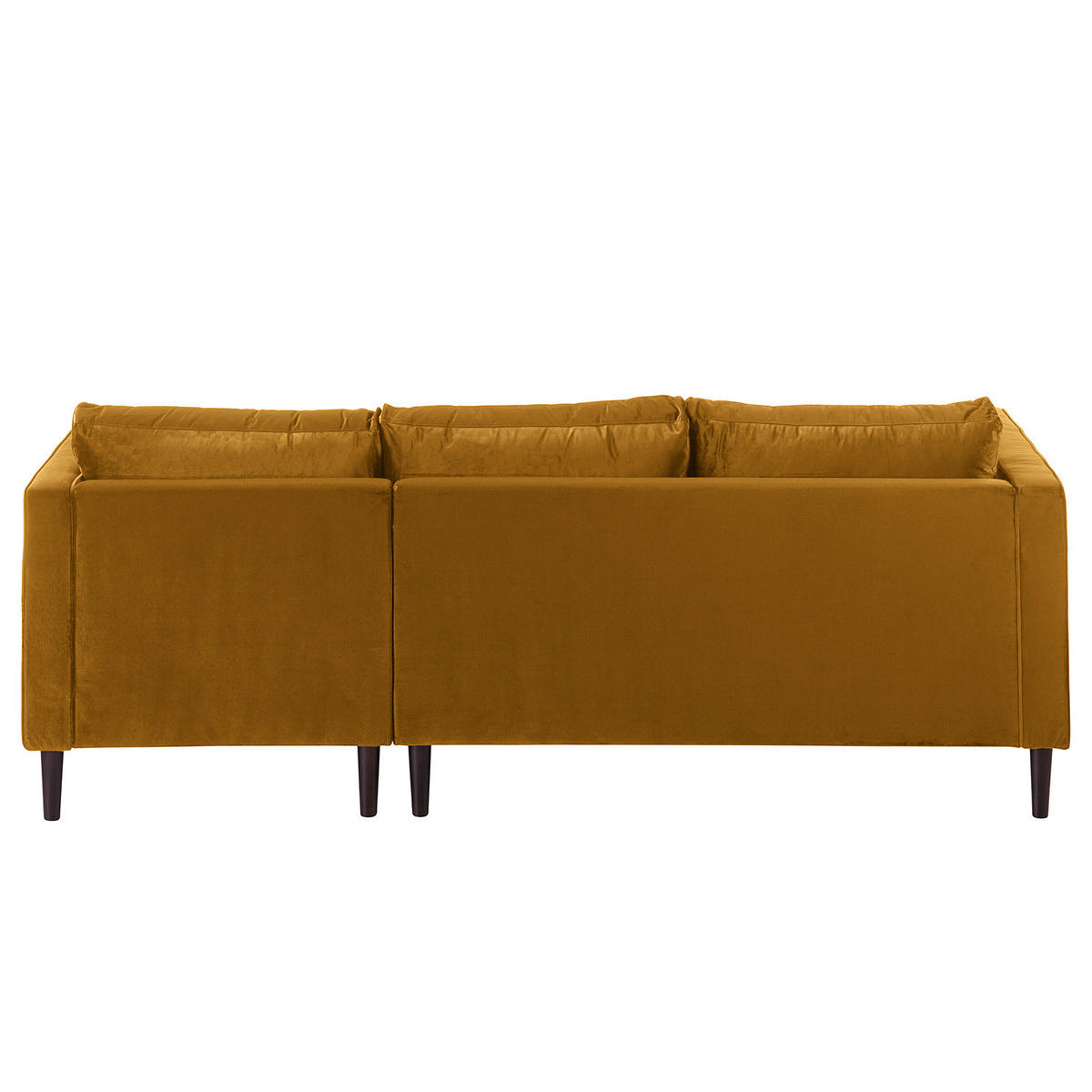 ECKSOFA - Samt - Dunkelbraun/Honig, Birkenholz/Textil (201/155cm) - home24