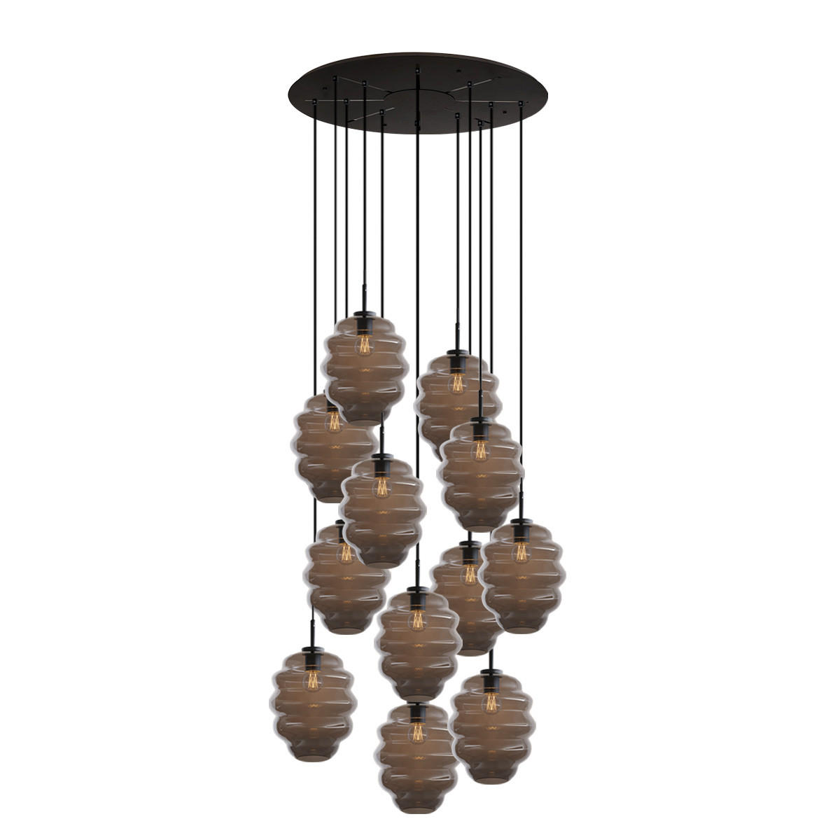 GALERIELEUCHTE Echos 12-flammig Rauch Ø 25cm - Anthrazit/Schwarz, Glas (25/25/28cm) - s.luce