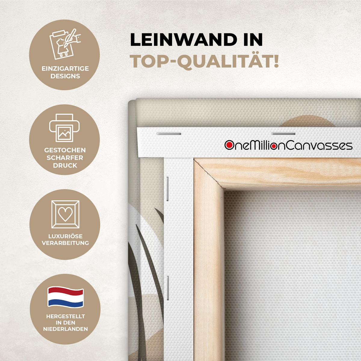 SLIKA NA PLATNU Japandi - Landskap - Beige 40x30 cm - konjak, tekstil (40/30cm) - MuchoWow