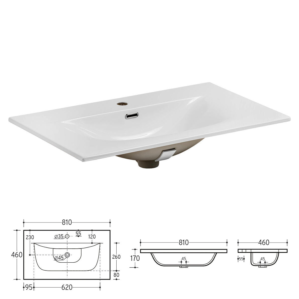 WASCHTISCH 81cm Moka Holz - Braun, Holzwerkstoff (81/82/46cm) - Petits-meubles