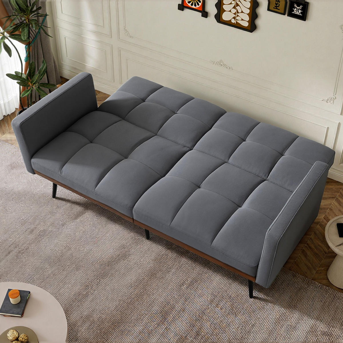 SCHLAFSOFA 146/60/70 cm in Leinenoptik Grau - Grau, Textil (146/70/60cm) - Oxeza
