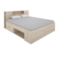 BETT mit Kopfteil, Stauraum & Schubladen - 140 x 190 cm - Naturfarben - LEANDRE - Naturfarben, Holz (149.6/218.5cm) - Vente-Unique