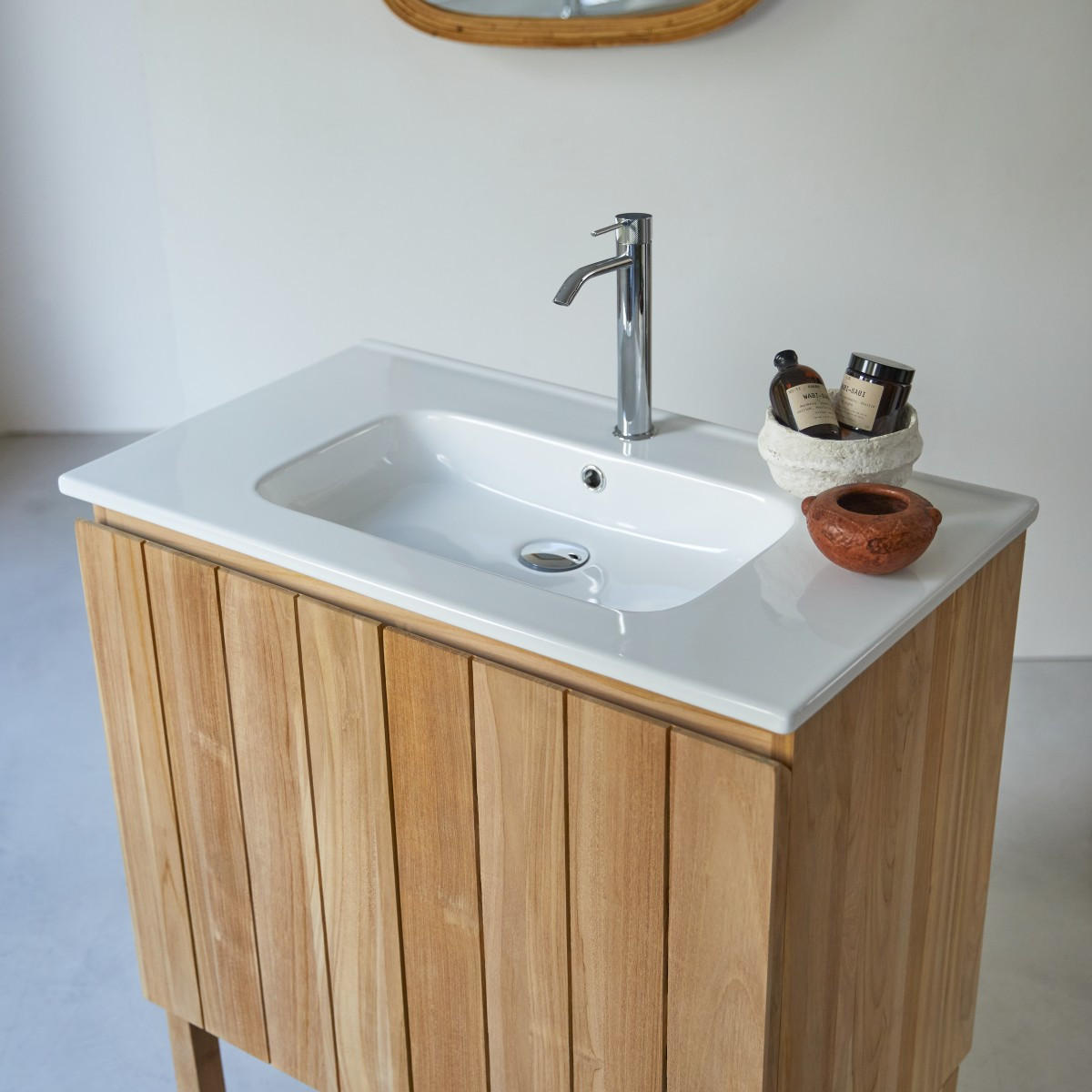 BADEZIMMERMÖBEL Jill Natur aus Teak - Naturfarben, Holz (82/90/47cm) - Tikamoon