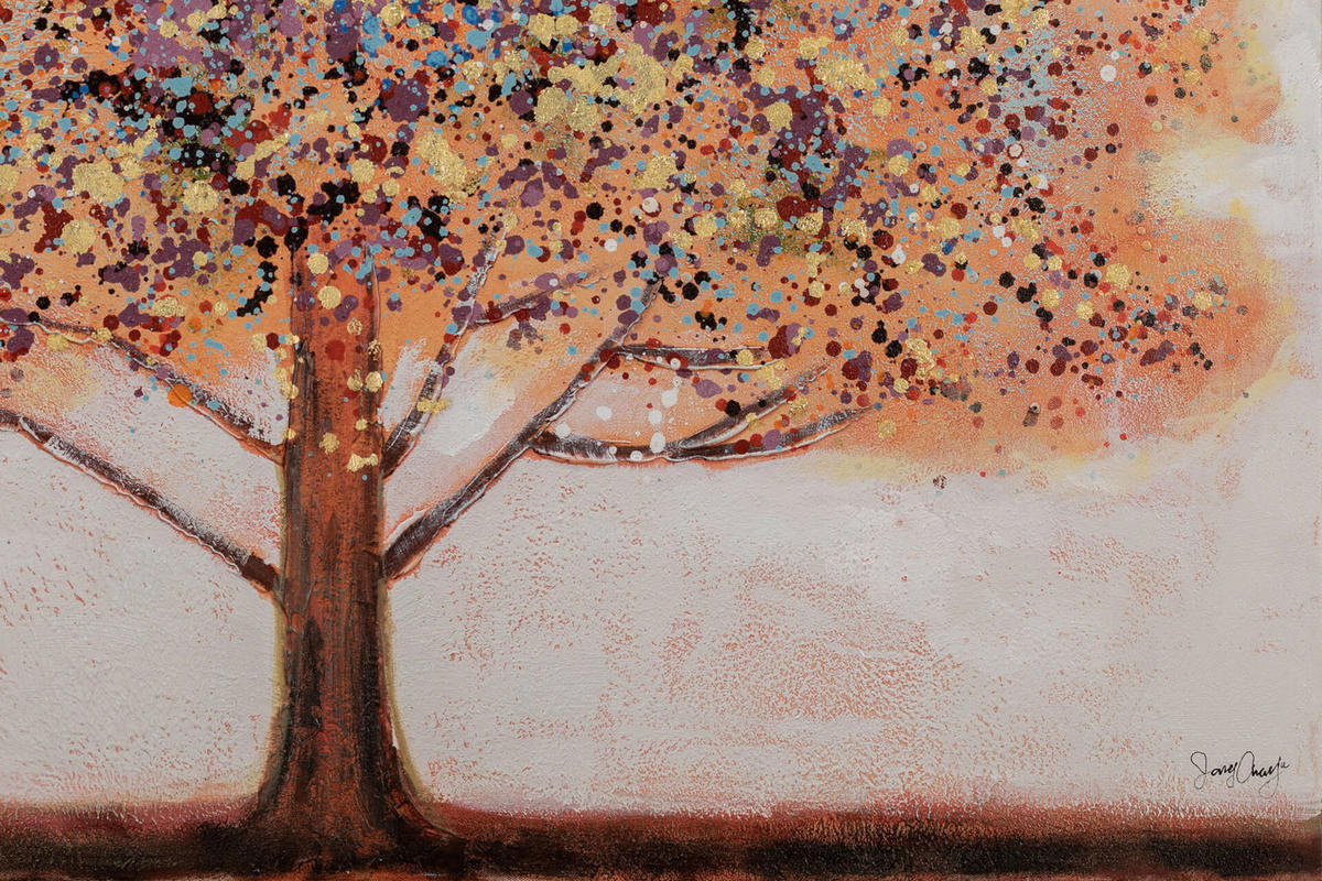 ACRYLBILD HANDGEMALT 100/70 cm - Rot/Orange, Holz/Textil (2.3/70cm) - KUNSTLOFT
