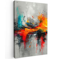 LEINWANDBILD Moderne Kunst - Orange - Grau - Abstrakt 40x60 cm - Hellgrau, Textil (40/60cm) - MuchoWow