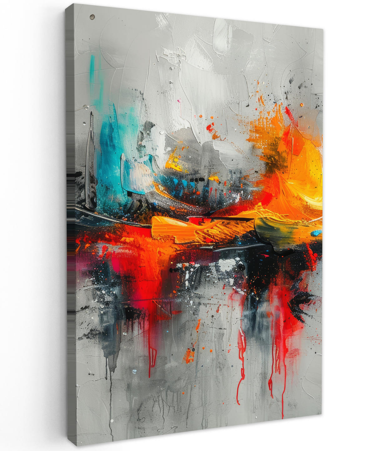 LEINWANDBILD Moderne Kunst - Orange - Grau - Abstrakt 40x60 cm - Hellgrau, Textil (40/60cm) - MuchoWow