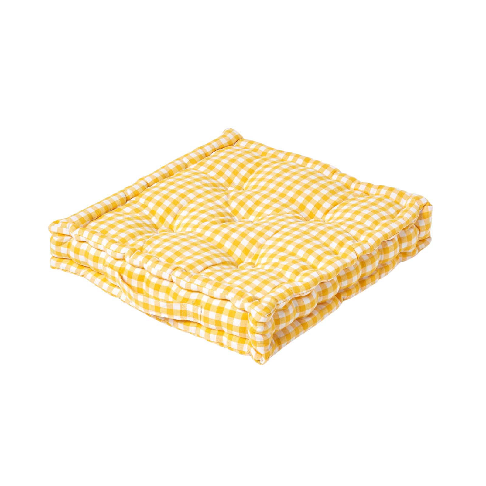 SITZKISSEN gelb kariert 40/40/8 cm – Bodenkissen Vichy-Karo - Gelb, Textil (40/40/8cm) - Homescapes
