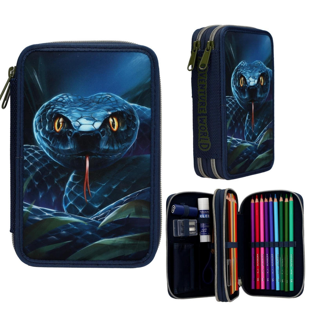 SCHUL-SET SCHLANGE Adventure World blau-grün - Blau/Grün, Textil (2/2cm) - Depesche Germany