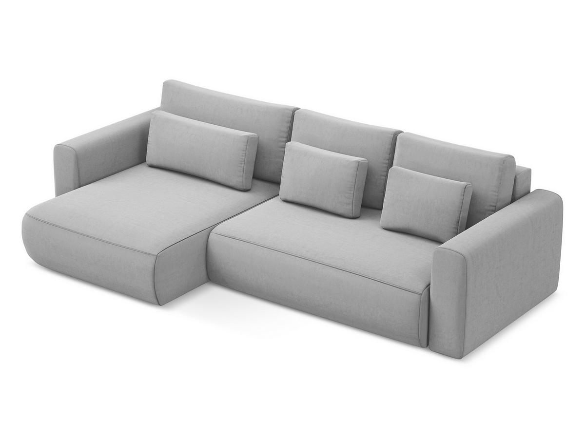 ECKSOFA mit Schlaffunktion Samt Stoff Blau - Blau/Schwarz, Kunststoff/Textil (258/160cm) - Makamii