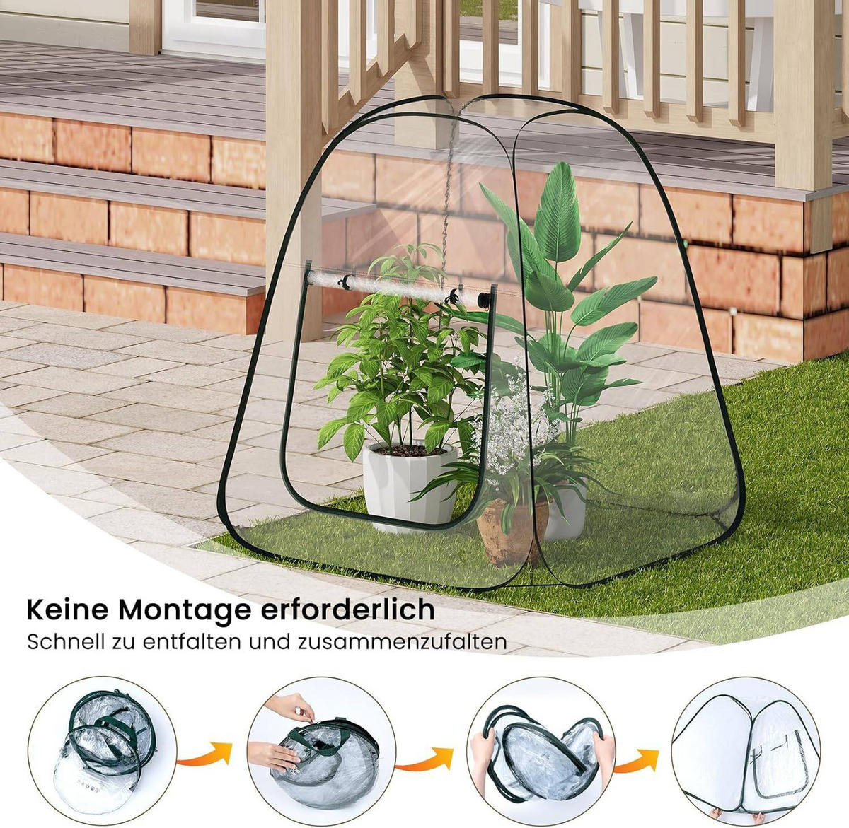 GEWÄCHSHAUS,POP-UP Mini-Gewächshaus - Transparent, Kunststoff (70/80/70cm) - Woltu