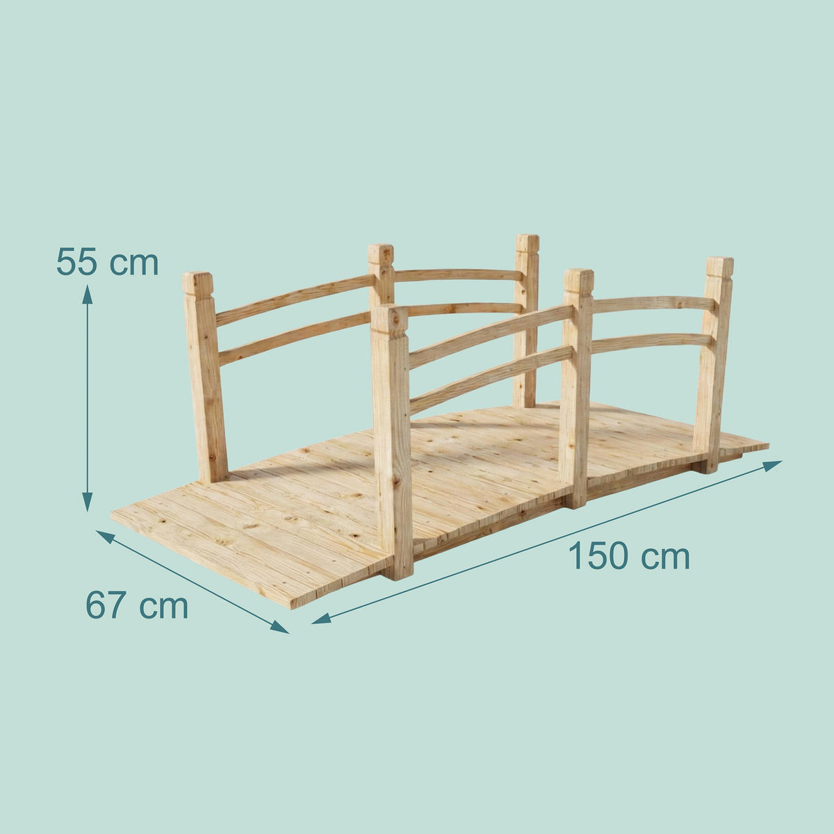 GARTEN-BRÜCKE - Hellbraun, Holz (67/150/55cm) - Relaxdays