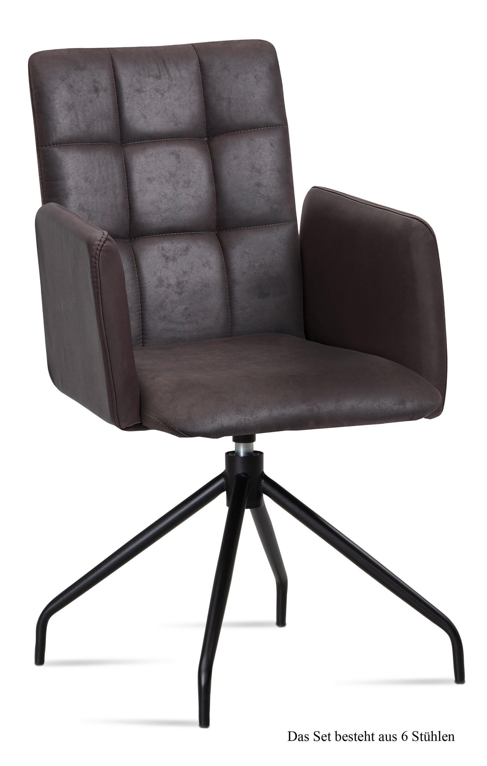 ARMLEHNSTUHL drehbar (6er-Set) Dollie 52x91x60 Schwarz/Espresso - Dunkelbraun/Schwarz, Kunststoff (60/91/52cm) - 58aufmkessel