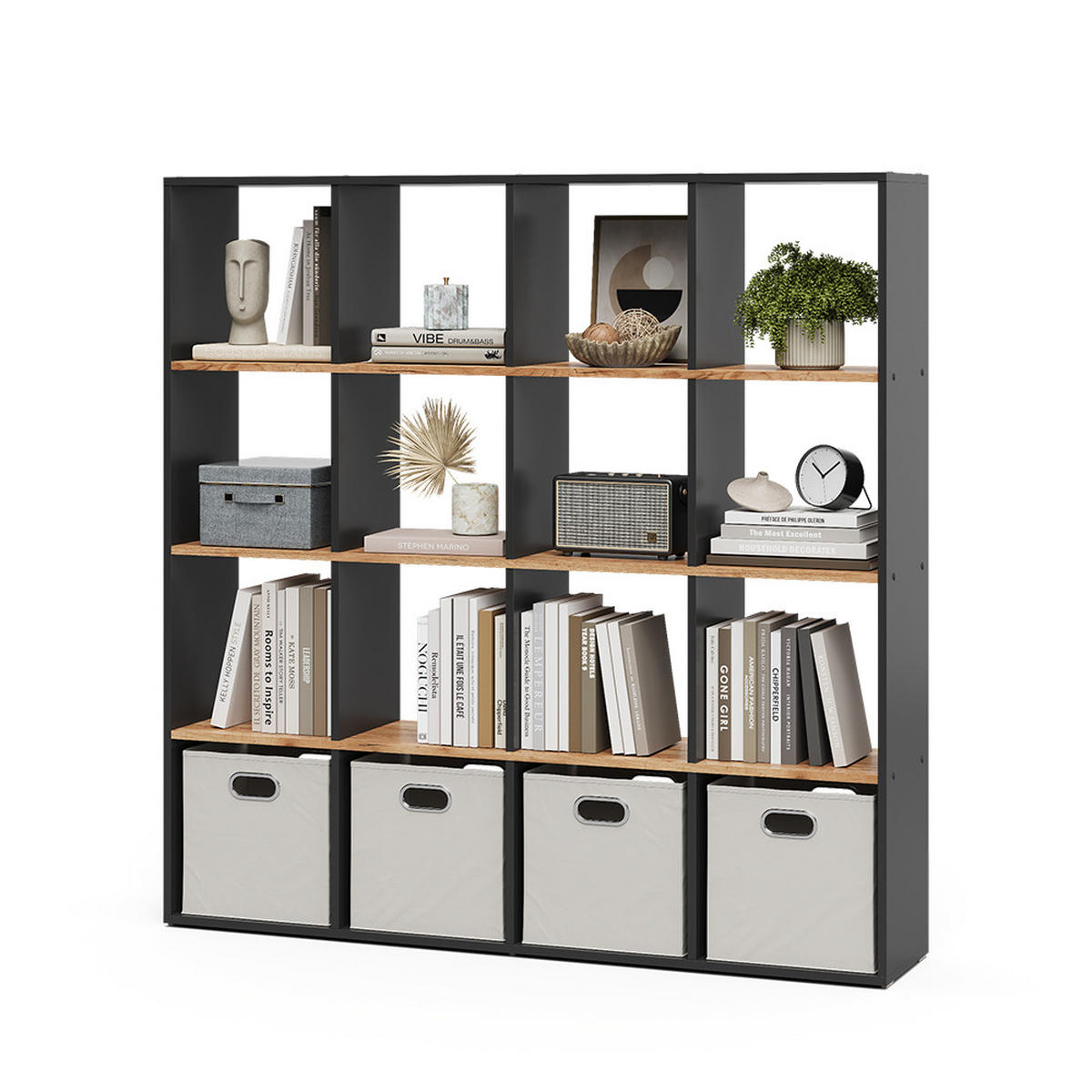RAUMTEILER Karree Anthrazit/Goldkraft Eiche 138.5 x 142.5 cm - Honigeiche/Anthrazit, Holzwerkstoff (142.4/143/29cm) - Vicco