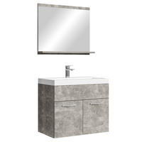 BADMÖBEL-SET Montreal 3 Teile Beton Grau - 60 x 35 x 51 cm - Grau, Holz (60/51/35cm) - Badplaats