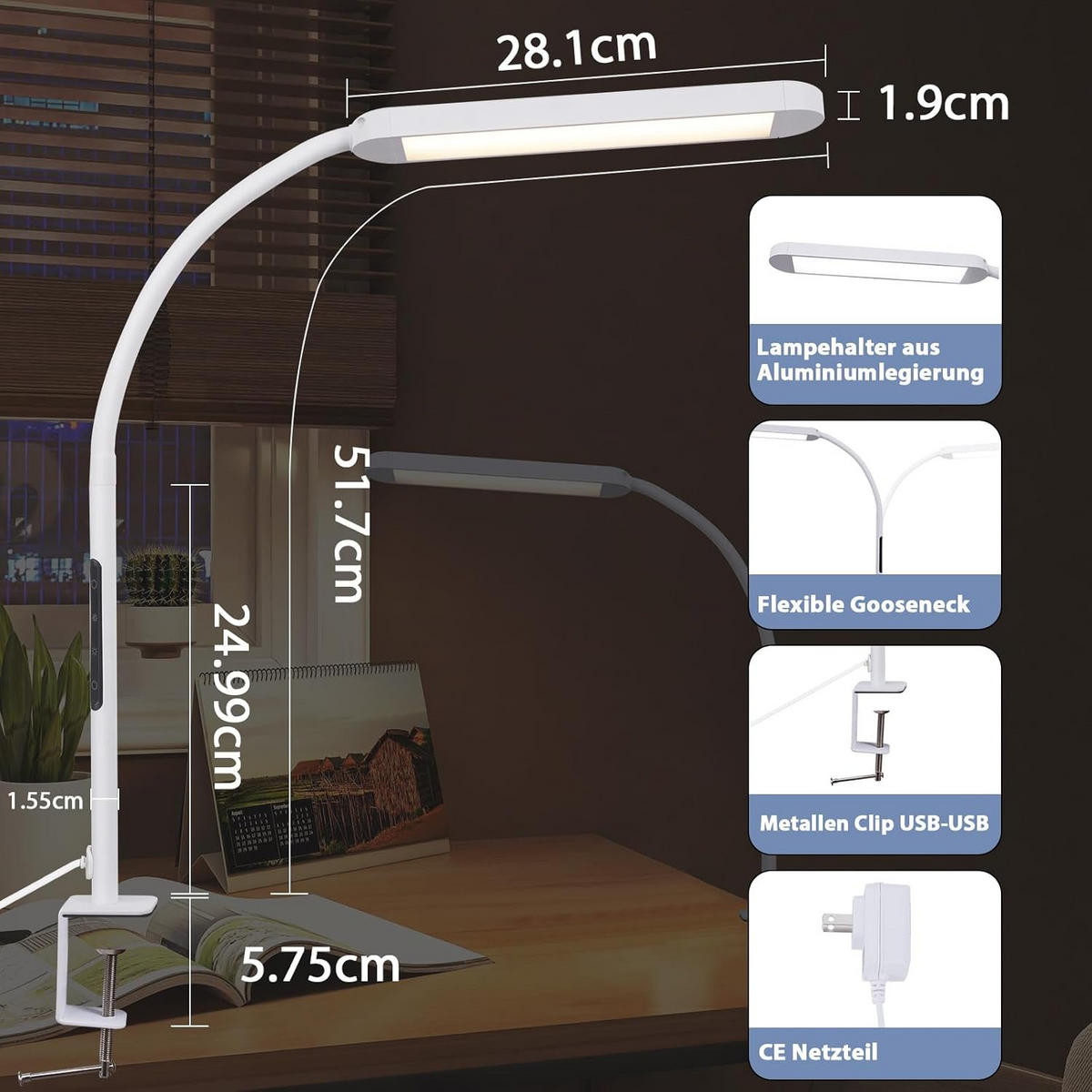 TISCHLAMPE Lorflar 51.5/56.5/51.5 cm - Weiß, Metall (51.5/51.5/56.5cm) - ZMH